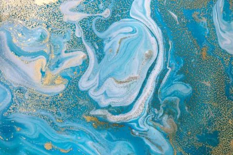 Blue wave pattern with layers of gold sequins. Illustrazione stock