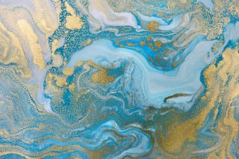 Blue wave pattern with layers of gold sequins. Stockillustratie