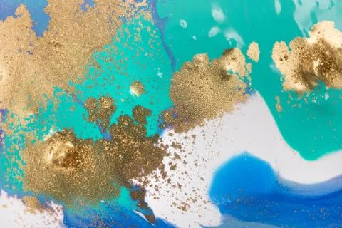 Blue wave pattern with layers of gold sequins. Stock Illustration