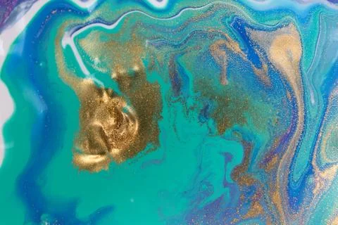 Blue wave pattern with layers of gold sequins. Stock Illustration