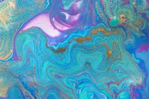 Blue wave pattern with layers of gold sequins. Stock Illustration