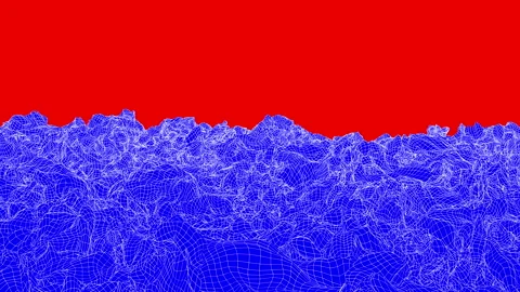 Blue wave plane moves on a red background. abstract animation. 3d rendering Stock Footage 101401678