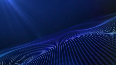 Blue wave with rays of light. Looped tech, futuristic background. Lightweight Stock Footage 281187987