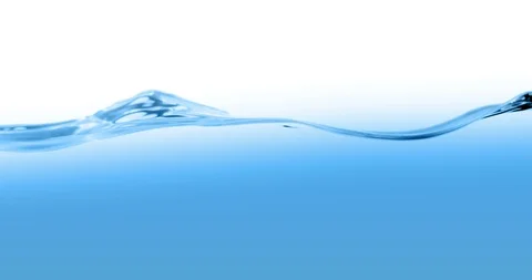 Blue wave water with bubbles in tank on white background, slow motion movement Stock Footage