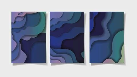 Blue waves backgrounds frames vector design Illustrazione stock