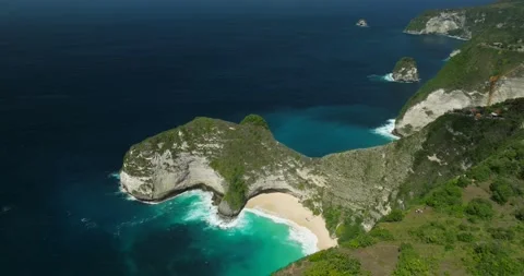 Blue waves at the beach aerial view form drone camera high quality Stock Footage 310322514