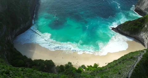 Blue waves at the beach aerial view form drone camera high quality Stock Footage 310322813