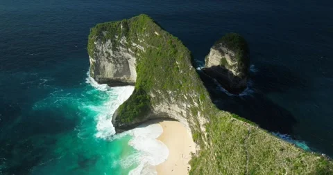 Blue waves at the beach aerial view form drone camera high quality Stock Footage 310323112