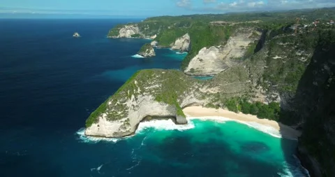 Blue waves at the beach aerial view form drone camera high quality Stock Footage 310593962