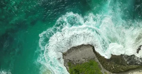 Blue waves at the beach aerial view form drone camera high quality Stock Footage 310704085