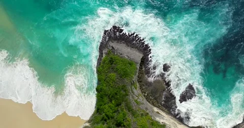 Blue waves at the beach aerial view form drone camera high quality Stock Footage 310704101
