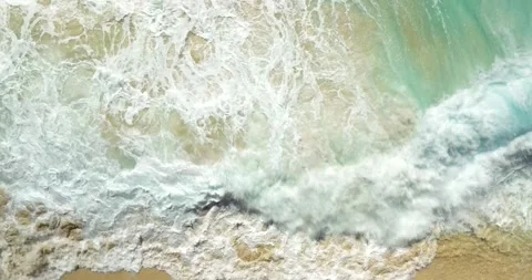 Blue waves at the beach aerial view form drone camera high quality Stock Footage 310784567