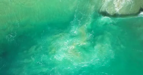 Blue waves at the beach aerial view form drone camera high quality Stock Footage 310823504