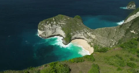 Blue waves at the beach aerial view form drone camera high quality Stock Footage 310823625