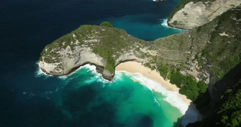 Blue waves at the beach aerial view form drone camera high quality Stock Footage 311373694