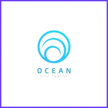 Blue waves in a circle. Simple and modern logo design. Stock Illustration