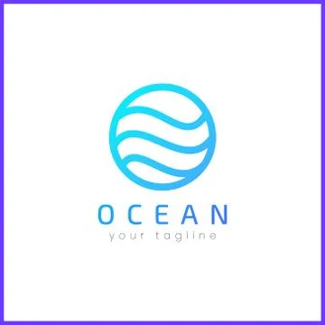 Blue waves in a circle. Simple and modern logo design. Stock Illustration