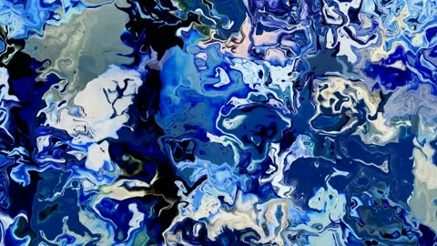 Blue waves of digital fluid paint Stock Footage 125117012