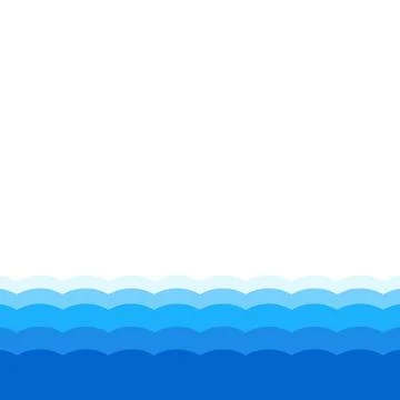 Blue waves with gradient decorative frame, vector design template, abstract Stock Illustration