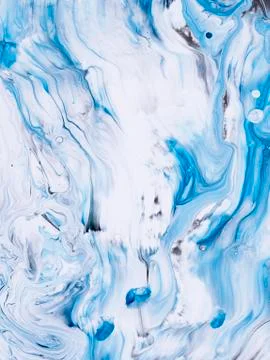 Blue waves hand painted background, acrylic painting on canvas. 스톡 일러스트