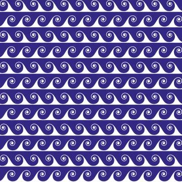 Blue waves lines seamless vector greek pattern. イラスト素材