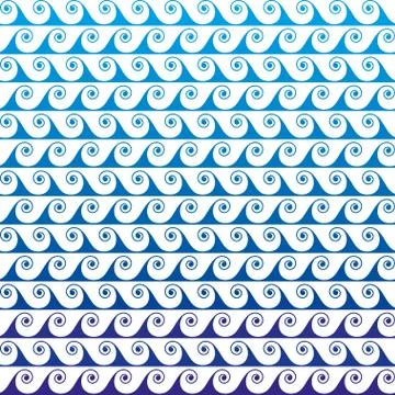 Blue waves lines seamless vector greek pattern. イラスト素材
