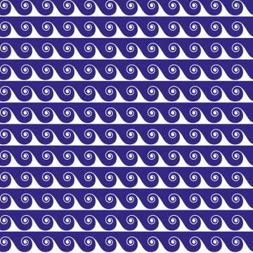 Blue waves lines seamless vector greek pattern. Stock Illustration