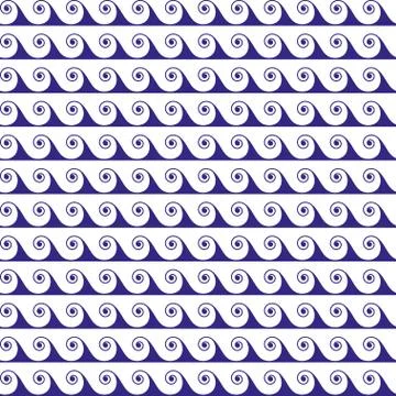 Blue waves lines seamless vector greek pattern. Illustrazione stock