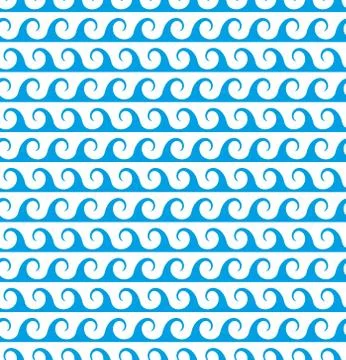 Blue waves lines seamless vector greek pattern. Illustrazione stock