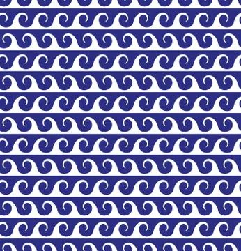 Blue waves lines seamless vector greek pattern. Illustrazione stock