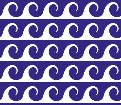 Blue waves lines seamless vector greek pattern. Illustrazione stock