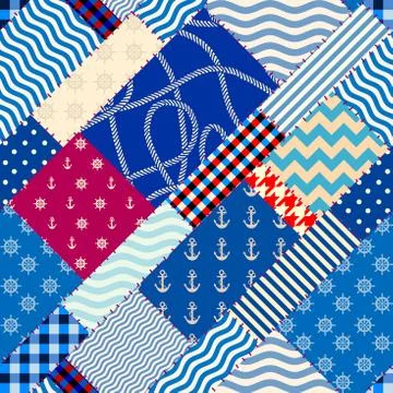 Blue waves pattern in marine style. Vector image. Illustrazione stock