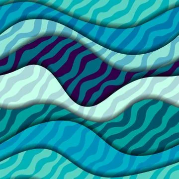 Blue waves pattern in marine style. Vector image. 스톡 일러스트