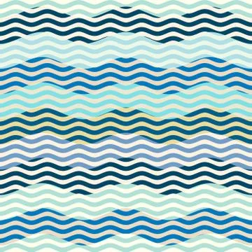Blue waves pattern in patchwork style. Stockillustratie