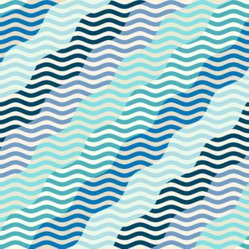 Blue waves pattern in patchwork style. Stockillustratie