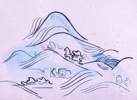 Blue waves on pink colored paper Stock Illustration