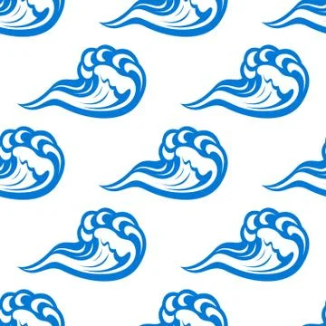 Blue waves seamless pattern on white Illustrazione stock