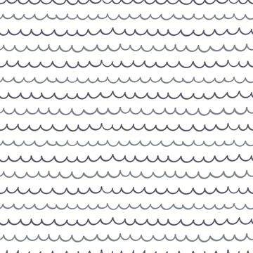Blue waves simple nautical seamless pattern Illustrazione stock