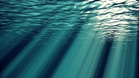 Blue waves, slow motion looped ocean surface seen from underwater (uhd, 4k Stock Footage 83364200