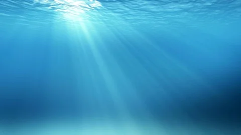 Blue waves, slow motion ocean surface seen from underwater Stock Footage