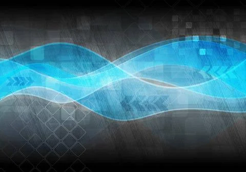 Blue waves on technical backdrop. Eps 10 vector Blue waves on technical ba... 스톡 사진