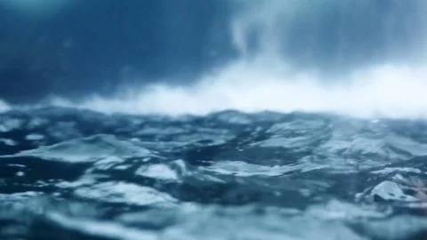 Blue waves from the waterfall closeup Stock Footage 74844611