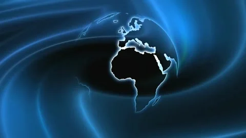 Blue waves waving in night with moving earth planet Stock-Footage 255723732