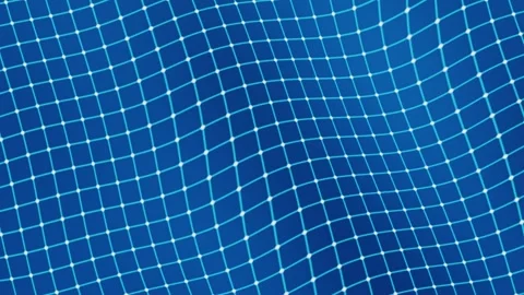 Blue waving digital grid with glowing connection points. 4K Stock-Footage 345111569