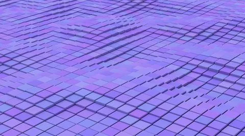 Blue waving surface. Cube pattern. Abstract background. 3d render. Stock Illustration