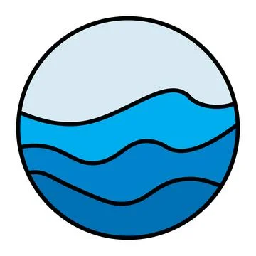 Blue wavy circles icon flat vector illustration 스톡 일러스트