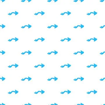Blue wavy horizontal arrows pointing right seamless pattern Illustrazione stock