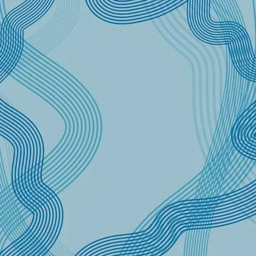 Blue Wavy Line Frame Abstract Background Stock Illustration