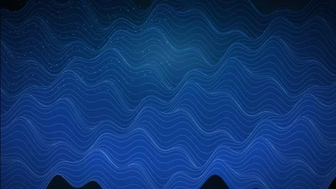 Blue Wavy Line Particle Loop - Flowing Dark Indigo Tranquil Backdrop Video stock 341792418