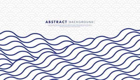 Blue wavy line pattern background. Japanese style concept. Vector illustrat.. Illustrazione stock